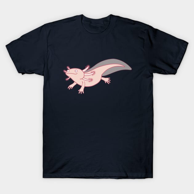 Axolotl Mexican Salamander Illustration in Pink T-Shirt by RetroGeek